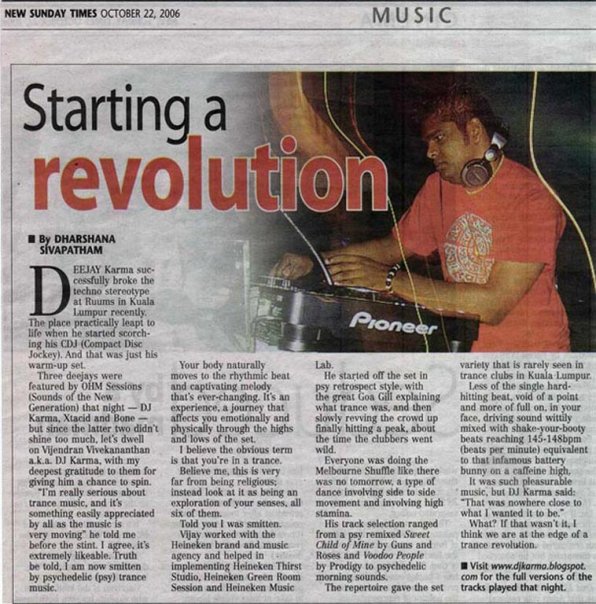 New Sunday Times article titled Starting a revolution